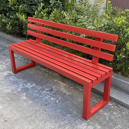 Outdoor Metal Garden Bench with Back,Heavy Duty Park Bench for Outside,Commercial Long Benches for Lawn, Backyard, Park, Patio, Porch(200cm/78.7", Red)