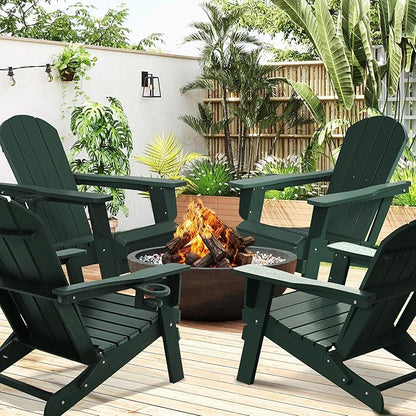LOUNZY Folding Adirondack Chair Set of 4, Green