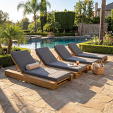 Christopher Knight Home Tory Acacia Wood Chaise Lounge Chair Outdoor Set of 4, Poolside Sun Lounger Recliner - Photo 1