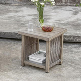 Outdoor Side Table, Aluminum Square Patio Side Table, 2-Tier Rope Weave Outdoor End Table with Adjustable Legs - Photo 9