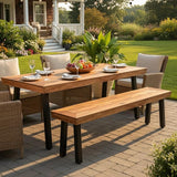 Tangkula Outdoor Acacia Wood Bench - Photo 2