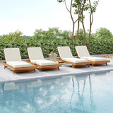2-Piece Patio Lounge Chair Set with Side Space, Outdoor Chaise Lounge Adjustable & Breathable Acacia Wood Frame - Photo 8