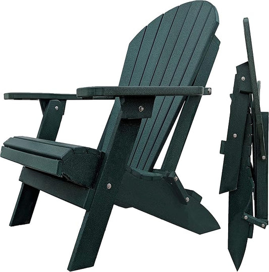 DuraWeather Poly® Classic King Size Folding Adirondack Chair (Forest Green)