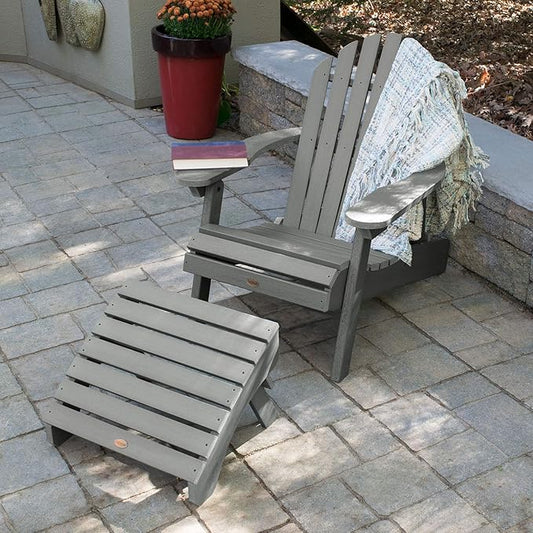 highwood AD-KITCHL1-CGE Hamilton Folding & Reclining Adirondack Chair with Ottoman, Coastal Teak