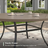 Outdoor Dining Table for 8, 60" Round Outdoor Table with Adjustable Umbrella Hole - Photo 6