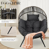 JAMFLY Wicker Egg Chair - Rattan Patio Chair with Cushion, Indoor-Outdoor Lounge Egg Basket Seat for Living Room - Photo 5