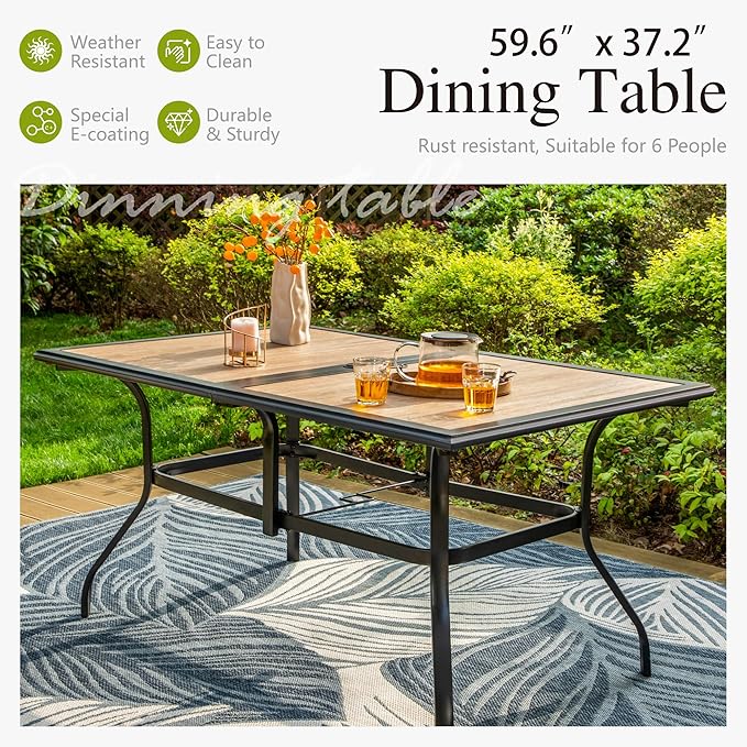 Sophia & William Outdoor Table, Rectangular Patio Table for 6 - Photo 3