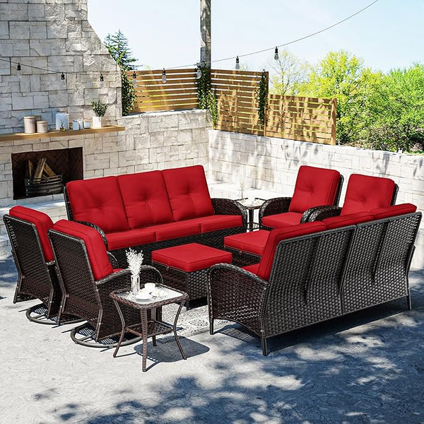 Joyside Wicker Patio Furniture Set, 10 Piece Outdoor Furniture Set with Thickened Cushions, High Back, Deep Seating - Photo 1