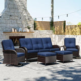 Joyside Wicker Patio Furniture Set, 6 Piece Outdoor Furniture Set with Thickened Cushions, High Back, Deep Seating - Photo 7