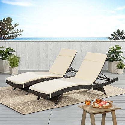 Christopher Knight Home New Lakeport Outdoor Chaise Lounge Cushion (Set of 2), 2 Count (Pack of 1), Beige