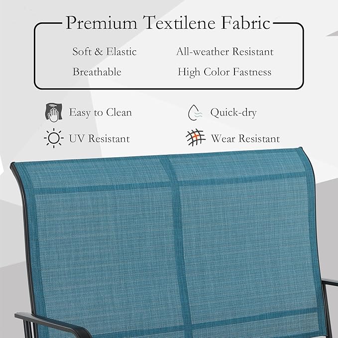 Sophia & William 2-Person Outdoor Glider Bench, Gliding Loveseat, Patio Glider Bench, All-Weather Resistant Textilene Fabric and Powder Coating Metal Frame