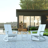 Flash Furniture Set of 2 Finn Modern Commercial Grade Adirondack Rocking Chairs - All-Weather White Poly Resin Wood - Photo 2