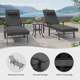 3 Pieces Patio Chaise Lounge Set Aluminum Outdoor Lounge Chair Adjustable Backrest Patio Chaise Lounge Chair Armrest - Photo 4