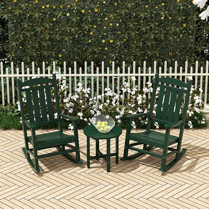 WO WESTIN OUTDOOR HDPE Laguna Classic Porch Rocking Chair (Set of 2), Dark Green