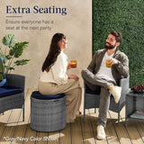 Best Choice Products Round Wicker Ottoman, Multipurpose Outdoor Furniture for Patio, Backyard, Additional Seating - Photo 4