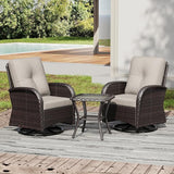 Joyside Outdoor Swivel Rocker Chairs, 3 Piece Wicker Patio Set with Thickened Cushions, High Back, Deep Seating - Photo 8
