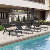 Crestlive Outdoor Chaise Lounge Chair, 5-Position Pool Lounge Chairs with Armrests Sunbathing Recliner for Patio, Beach - Photo 1