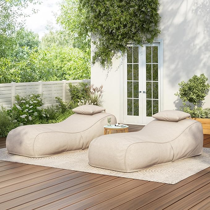 Christopher Knight Home Morton Outdoor Bean Bag Chair Set of 2, Fabric Bean Bag Chair for Adults and Kids - Photo 1