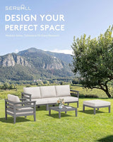 SERWALL HDPE Patio Furniture Set, 10 Pieces Outdoor Sectional Sofa Set - Photo 7