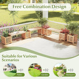 HAPPYGRILL Patio Wooden Bench with Planter, 2 Person Patio Bench with/ 2 Side Flower Box, Slot Design for Easy Assembly - Photo 8