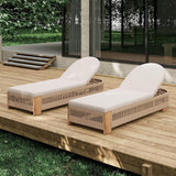Christopher Knight Home Daskz Patio Chaise Lounge Chair Set of 2, Patio Outdoor Acacia Wood Chaise Lounge with Cushions - Photo 1