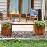 Sunnydaze 68-Inch Meranti Wood Outdoor Planter Box Bench with Teak Oil Finish - Photo 6