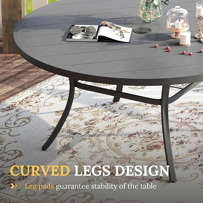 VICLLAX 60" Outdoor Round Patio Table for Lawn Garden - Photo 6