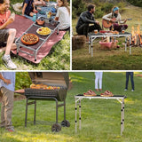 Anbte 3ft Folding Grill Table with Storage Bag, 3 Adjustable Height 27.5" Aluminum Portable Grill Table, Heat Resistant - Photo 8