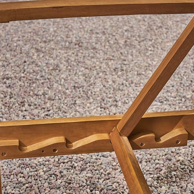 Great Deal Furniture Kyle Outdoor Rustic Acacia Wood Chaise Lounge with Wicker Seating, Natural and Mixed Mocha
