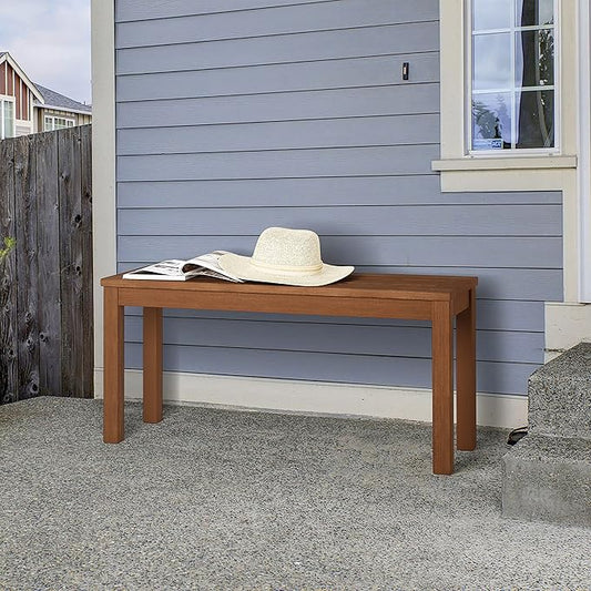 Furinno TIOMAN Outdoor Bench, Backless Garden Bench with Slatted Top, for Patio, Deck, Garden, 11.9" x 39.3" x 18.5", Light Wood