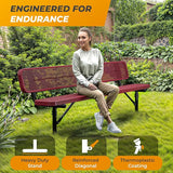 Heavy-Duty Outdoor Metal Bench, Thermoplastic-Coated, Inground, Weatherproof, Commercial-Grade for Parks, Gardens - Photo 5