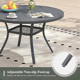 Outdoor Dining Table with Adjustable Umbrella Hole, 40.6" All-Weather Round Patio Dining Table for 4 - Photo 6