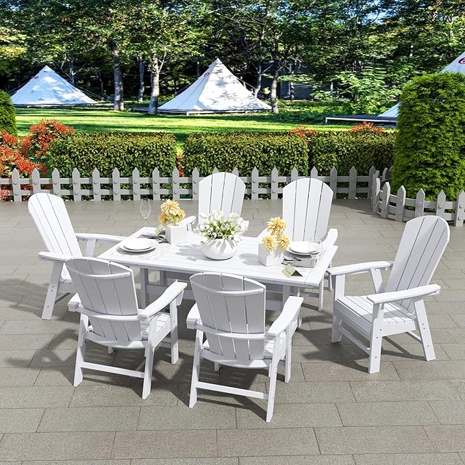 WestinTrends Malibu Outdoor Patio HDPE Plastic Adirondack Dining Chair White