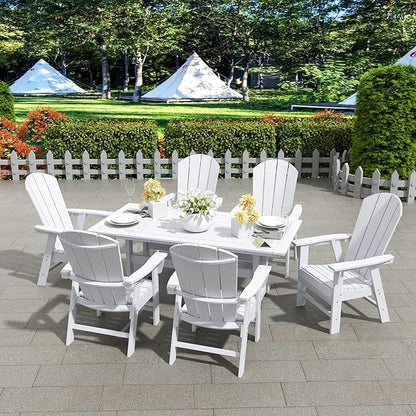 WestinTrends Malibu Outdoor Patio HDPE Plastic Adirondack Dining Chair White