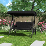 AECOJOY Outdoor Porch Swing, 3-Seat Porch Swing with Adjustable Canopy - Photo 9