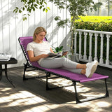 Outsunny Folding Chaise Lounge Chair, Patio Sun Tanning Chair, Outdoor Chaise Lounger with 4-Position Reclining Back - Photo 7