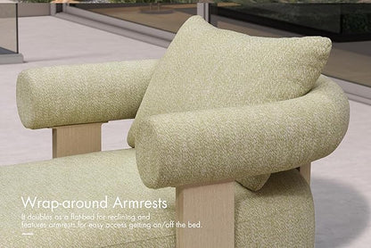 PURPLE LEAF Outdoor Chaise Lounge Set of 2 Chair Modern Aluminum Lounger Daybed with Lumbar Pillow and Armrest for Patio Poolside Beach Sunbathing Deck, Green