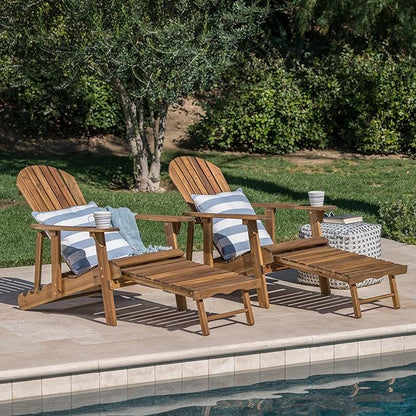 Christopher Knight Home Hayle Outdoor Acacia Wood Reclining Adirondack Chair with Footrest (Set of 2)