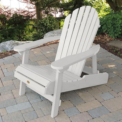 highwood AD-KITCHL5-WHE Hamilton Folding & Reclining Adirondack Chair with Ottman and Cup Holder, White
