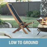 CleverMade Tamarack Folding Rope Chair - Foldable Outdoor Low Profile Wood Lounge Chair for the Patio, Backyard - Photo 5