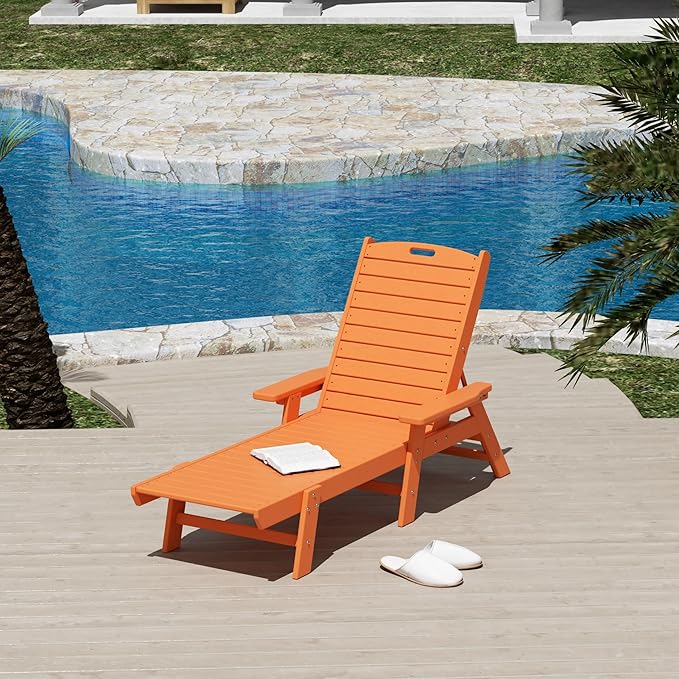 WestinTrends Malibu Poly Reclining Chaise Lounge Orange