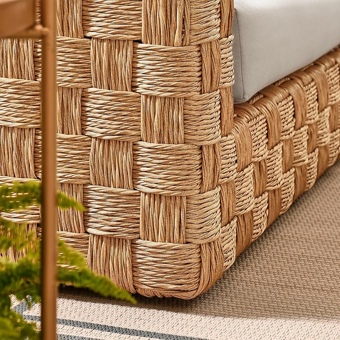 Modway Thames Wicker Rattan Outdoor Loveseat in Natural Light Gray - UV-Resistant Patio Furniture 2-Seater Basket-Weave - Photo 4