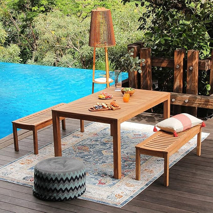 Cambridge Casual Arie 4-Foot Teak Wooden Outdoor Garden Backless Bench for Patio Furniture, Weather-Resistant, Durable and Comfortable Seating for Porch, Deck, Lawn, Backyard, and Outdoor Spaces