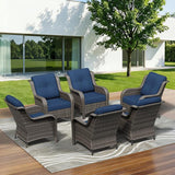 6 Piece Outdoor Wicker Patio Furniture Set, Patio Chairs Set with Thickened Olefin Cushions, High Back and Deep Seating - Photo 1