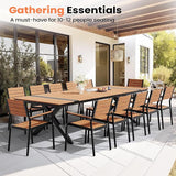Pellebant 118" Outdoor Dining Table for 8-12, 10ft Aluminum Patio Table with Umbrella Hole - Photo 3