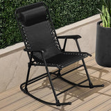 Best Choice Products Outdoor Folding Rocking Chair, Zero Gravity Lounge Chair, Patio Rocker w/Headrest Pillow - Black - Photo 2