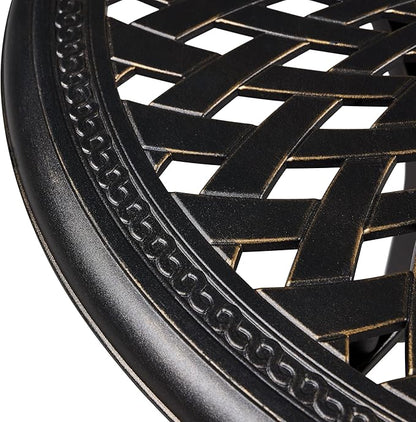 Yaheetech 31in Cast Aluminum Patio Table with Umbrella Hole, Outdoor Round Anti-Rust Small Coffee Bistro Table with Umbrella Hole, Outdoor Furniture for Porch, Backyard, Garden, Bronze
