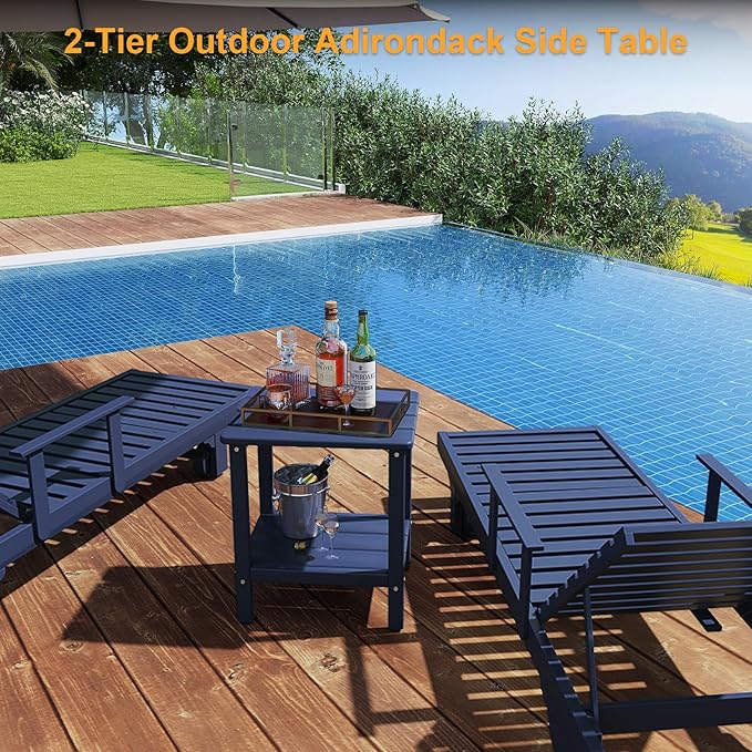 Outdoor Side Table, 17.7-Inch Small Patio Side Table with Adjustable Feet - Photo 2