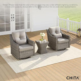 CHITA 3 Pieces Wicker Patio Bistro Set, Outdoor Furniture Set with 2 Pieces Rattan Rocking Swivel Chairs - Photo 7