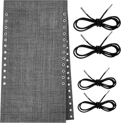 Queekay Chair Replacement Fabric with 4 Bungee Cord Lounge Chair Cloth Mesh Repair Kit for Patio Recliner Outdoor Lawn Pool(63 x 17 Inch,Black Grey)